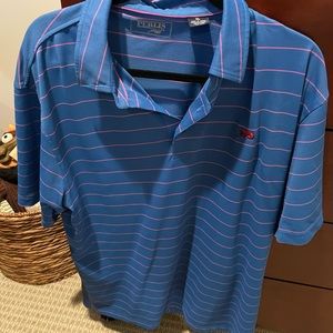Perlis Blue and Pink Striped Sport Polo Size XL